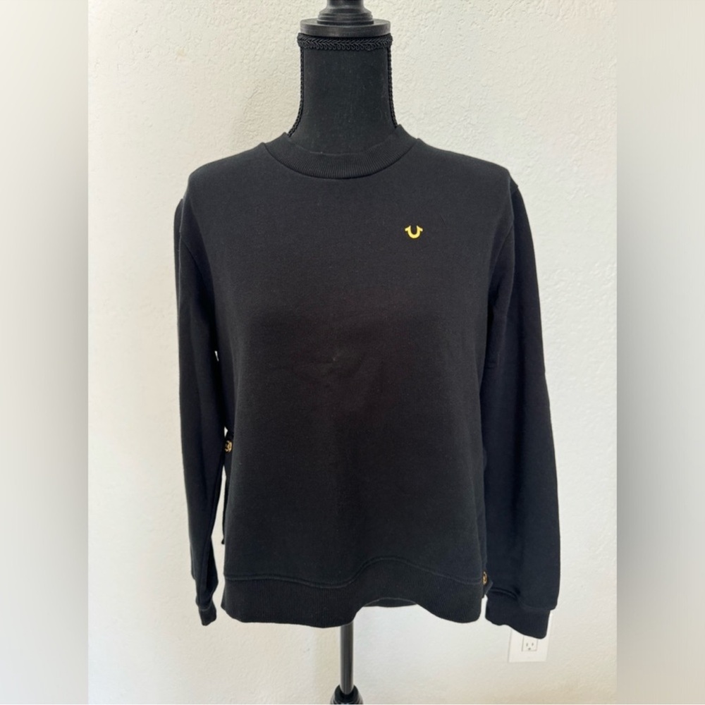 TRUE RELIGION Black Sweatshirt with Gold Logo